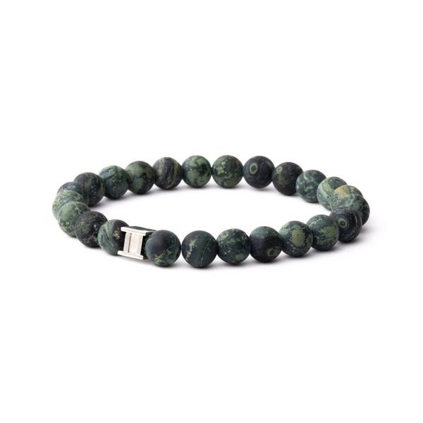 Armband mit 8 mm mattem Jaspis-Stein - Alpha Mat Green